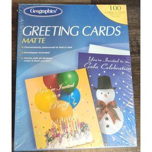 NEW Geographics 100 White Greeting Cards & Envelopes for Inkjet Laser Printers